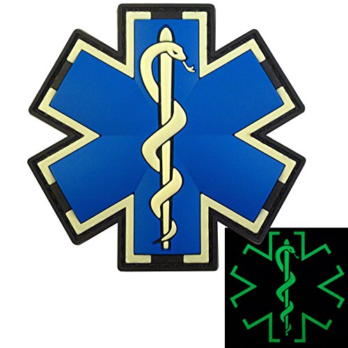 Medizinisches Kreuz Patch PVC EMS Kompatibel mit Klettverschluss Taktische Patches für Rucksäcke Medical Patch Sanitäter Patch Tactical Medic Patch EMS Patches EMT Patch Combat Medic Patch (Blau Weiß von LEGEEON