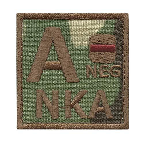 Multicam ANEG A- NKA Blood Type IFAK No Known Allergies Morale Tactical Army Hook Patch von LEGEEON