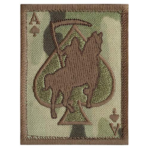 Multicam Ace of Spades Grim Reaper Death Card Morale Tactical Skull Skeleton Hook Patch von LEGEEON