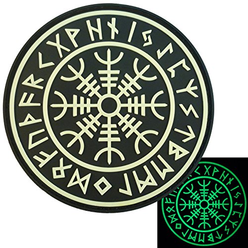 Aegishjalmr Helm of Awe Norse Patch PVC Wikinger Patch kompatibel mit Velcro Aufnäher für Rucksäcke,Wikinger Patches für Westen,PVC Patches für Hüte,Wikinger Morale Patch,Wikinger Patch (Schwarz Weiß von LEGEEON