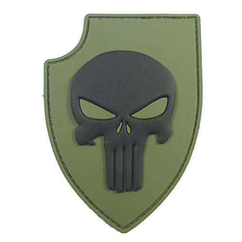 Skull Shield Morale Tactical PVC Patch (Blackout Subdued) (Olive Drab) von LEGEEON