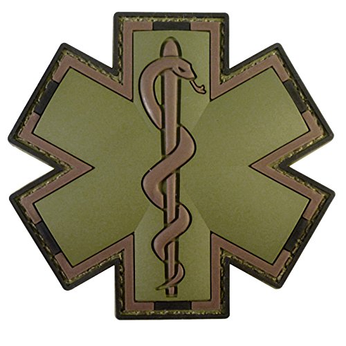 Medizinisches Kreuz Patch PVC EMS kompatibel mit Velcro Taktische Aufnäher für Rucksäcke Medizin Patch Sanitäter Patch Taktischer Sanitäter Aufnäher (OD Green) von LEGEEON