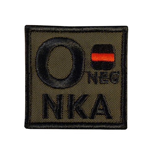 Olive Drab O NEG O- NKA Blood Type OD Green Embroidered Fastener Patch von LEGEEON