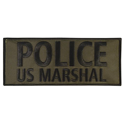 Olive Drab OD US MARSHAL Large XL 10x4 inch Blue Line SWAT Hook Patch von LEGEEON