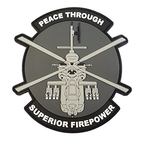 Peace Through Superior Firepower AH-64 Apache Helicopter Morale PVC Rubber 3D Touch Fastener Patch von LEGEEON