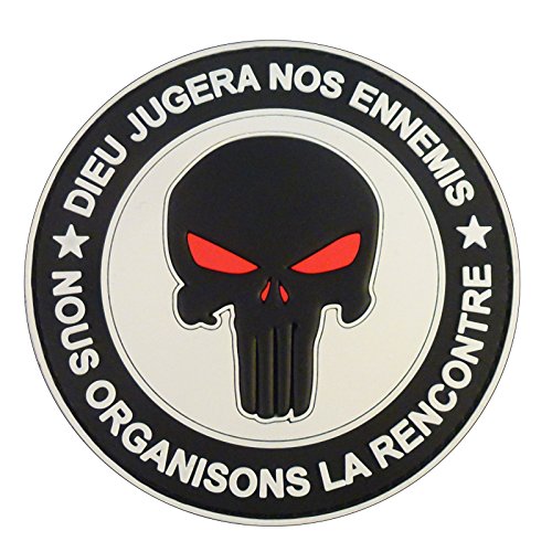 Subdued Punisher DIEU JUGERA NOS ENNEMIS DEVGRU Morale PVC 3D Touch Fastener Patch (Black and White) von LEGEEON