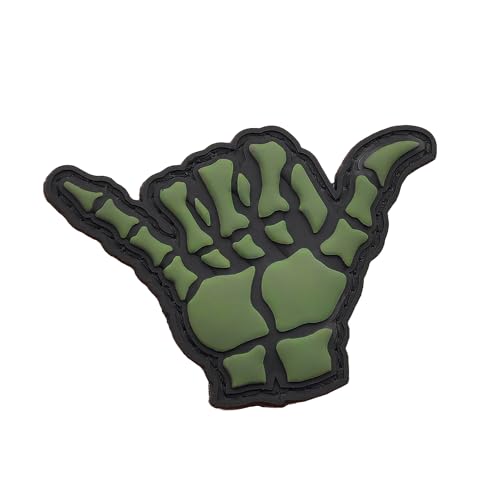 Shaka Hang Loose Gesture Bone PVC Patch [Grün] Kompatibel mit Klett-Patches für Rucksäcke, Moral-Patches, Patches für Hüte, Lustige Patches von LEGEEON