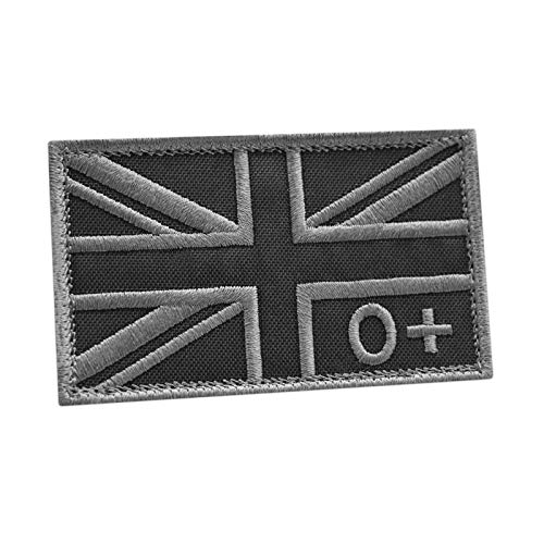 Subdued Union Jack OPOS Blood Type 2x3.25 O+ UK Flag IFAK Great Britain Touch Fastener Patch von LEGEEON