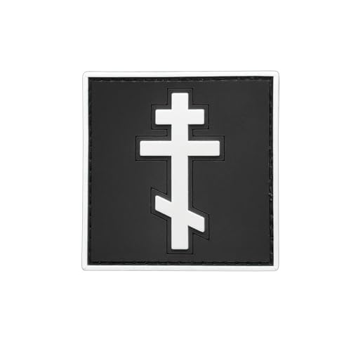 Tactical Orthodox Cross Eastern Christian PVC Patch [B/W Glow in The Dark] Kompatibel mit Klettpatches für Hüte, Taktische Patches, Molle Zubehör Militär Patches, Patches für Rucksäcke von LEGEEON