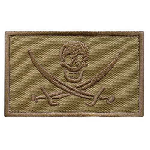 Tan Coyote Calico Jack Skull Pirate Jolly Roger Morale Taktischer ISAF Stickabzeichen Klettverschluss Patch von LEGEEON