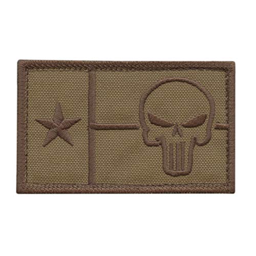 Texas Flag Punisher Tan Coyote Brown Lone Star 2x3.25 Army Morale Tactical Fastener Patch von LEGEEON