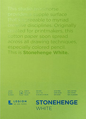 Legion Paper L21-STP250WH57 100% Cotton Medium Weight Pad Stonehenge Block aus 100% Baumwolle, mittelschwer, Weiss/opulenter Garten, 5-x-7-Inch von LEGION PAPER