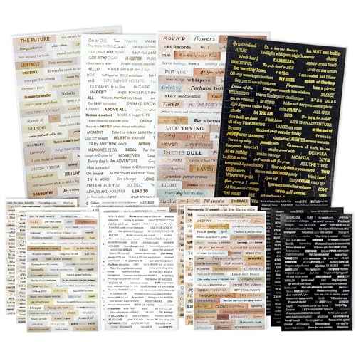 16 Sheets Sticker Sprüche, Scrapbook Zubehör Set（4 Seiten Bronzing Scrapbook Stickers）Bullet Journaling Zubehör Für Bullet Journal Vintage Scrapbook DIY Fotoalbum Laptop Sticker usw von LEIBOCHAO