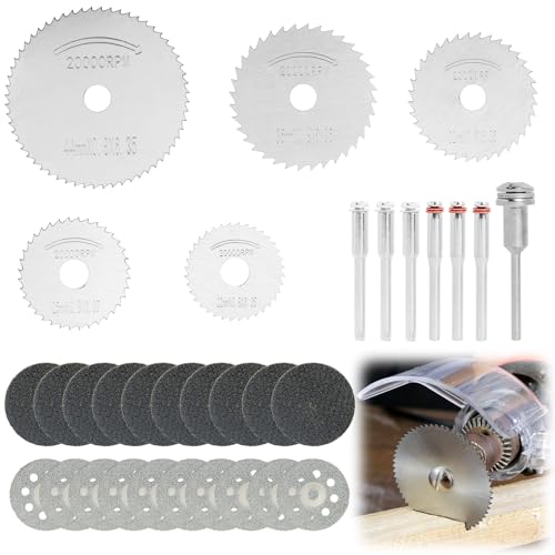 Dremel Zubehör,32 Stück Cutting Discs for Mini Diamond Cutting Edges, HSS Circular Saw Blade, Geeignet zum Schneiden von Edelsteinen, Jade, Ziegeln, Marmor, Glas, Stein von LEIBOCHAO