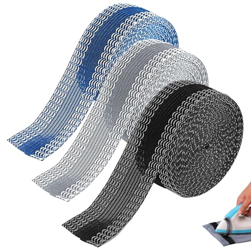 LEIBOCHAO Iron-On Clothes Tape, 3 Rolls Self-Adhesive Hemming Tape, Saum für Stoffe, Saum für Hosen (Schwarz, Grau, Blau) für Jeans, Kleidung, Krawattenrock, Washable and Easy to Use von LEIBOCHAO