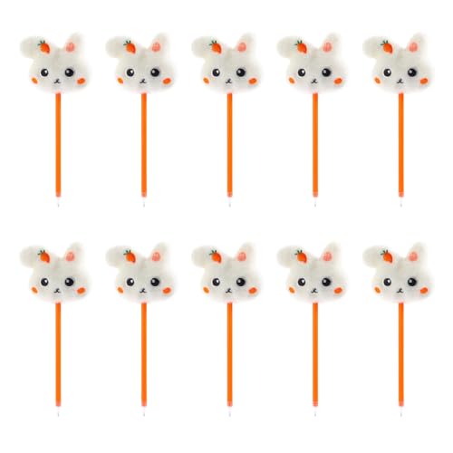 10Pcs Plüsch Kaninchen Kugelschreiber Cartoon Kugelschreiber Lustige Schreiben Stift Weihnachten Geschenk Für Student Klasse Belohnung von LEIDJGUN