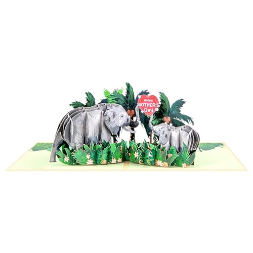 LEIDJGUN 3D Elefant Popup Card 3d Greetings Card Popup Mutter Tagskarten Für Valentinstag Abschluss Jubiläum Weihnachten Hochzeit von LEIDJGUN