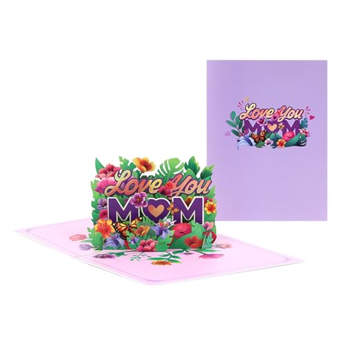 LEIDJGUN 3D Popup Muttertagsfeierkarte Faltbare 3D Grußkarte Mom Letter Card Blumengrußkarte Für Den Muttertag von LEIDJGUN