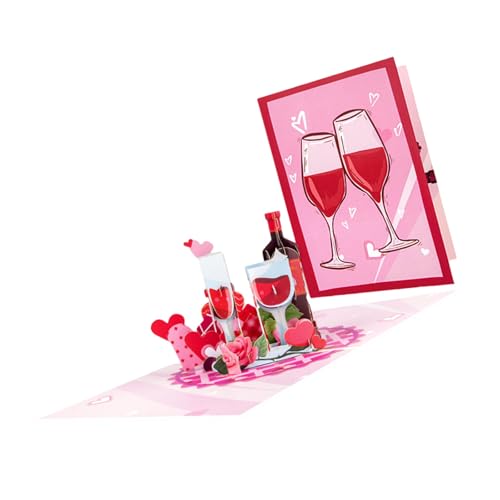 LEIDJGUN 3D Valentinstagskarte Mit Umschlag 3D Love Heart Wine Flasche Valentinstag Valentinstag Grußkarte Für Ehemann Ehefrau von LEIDJGUN