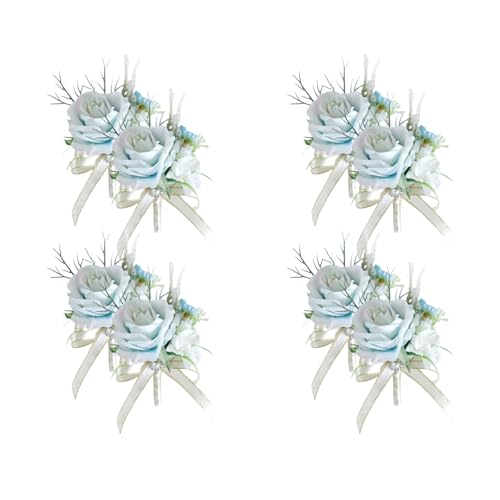 LEIDJGUN Elegantes Hochzeits-Boutonniere-Set für Braut und Bräutigam, handgefertigte Stoffblumennadeln, anspruchsvolle Braut-Korsagen, 8 Stück von LEIDJGUN