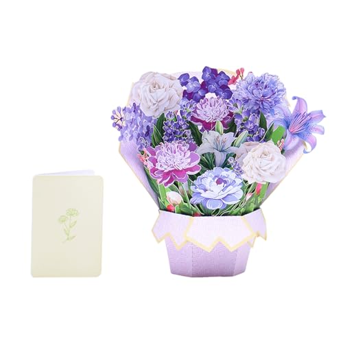 LEIDJGUN Popup Blumensträuße Karten Mit Abnehmbaren Papierblumen Geschenkkarten Zum Muttertag. 3D Blumensträuße Popup Grußkarte von LEIDJGUN