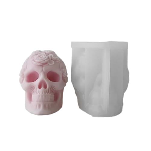 Silikonform mit Rosen-Totenkopf-Motiv, für den Schreibtisch, Ornament, für Halloween, Epoxidharz, Gießformen von LEIDJGUN