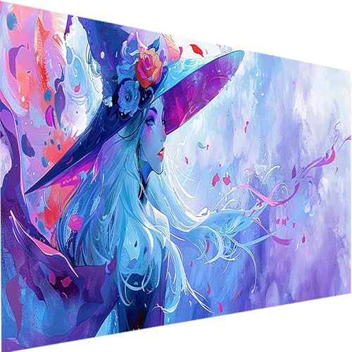 Malen Nach Zahlen Erwachsene Anime, Malen Nach Zahlen Bastelset Erwachsene, DIY Malen Nach Zahlen Kinder Hexe mit Pinseln und Acrylfarben Handgemalt Ölgemälde Set für Haus Deko mit Rahmen 80x160cm 1-2 von LEIRUIMO