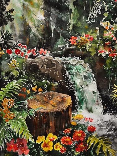 Malen Nach Zahlen Erwachsene Blume, Malen Nach Zahlen Kinder, Paint by Numbers Adults Wasserfall Malen Nach Zahlen Ab 9 Jahre Mädchen, Bastelset Erwachsene, Wanddeko Geschenke für Frauen 70x95cm -Fm63 von LEIRUIMO