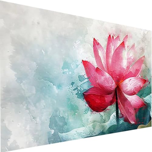 Malen Nach Zahlen Erwachsene Lotus, Malen Nach Zahlen Bastelset Erwachsene, DIY Malen Nach Zahlen Kinder Blume mit Pinseln und Acrylfarben Handgemalt Ölgemälde Set, Haus Deko mit Rahmen 80x160cm b-A von LEIRUIMO