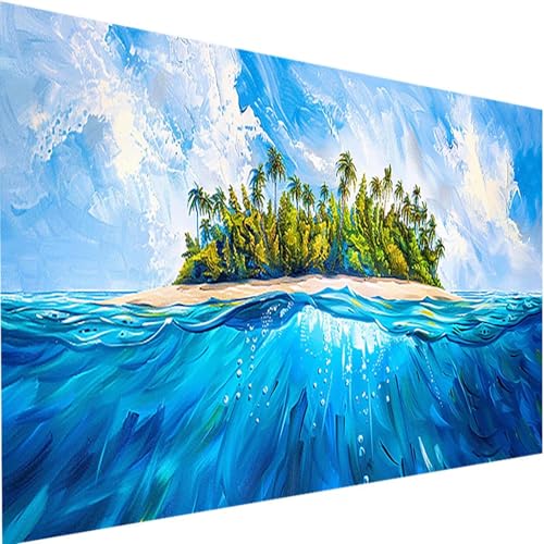 Malen Nach Zahlen Erwachsene Meer, Malen Nach Zahlen Bastelset Erwachsene, DIY Malen Nach Zahlen Kinder Insel mit Pinseln und Acrylfarben Handgemalt Ölgemälde Set für Haus Deko mit Rahmen 80x160cm 6-G von LEIRUIMO