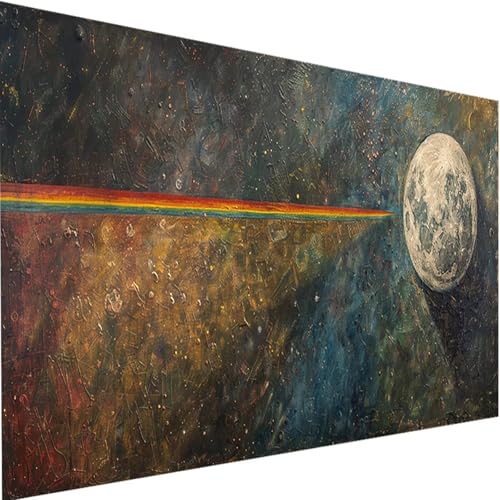 Malen Nach Zahlen Erwachsene Mond, Malen Nach Zahlen Bastelset Erwachsene, DIY Malen Nach Zahlen Kinder Abstrakt mit Acrylfarben Handgemalt Ölgemälde Set für Haus Wand Deko, mit Rahmen 90x180cm 1-8 von LEIRUIMO