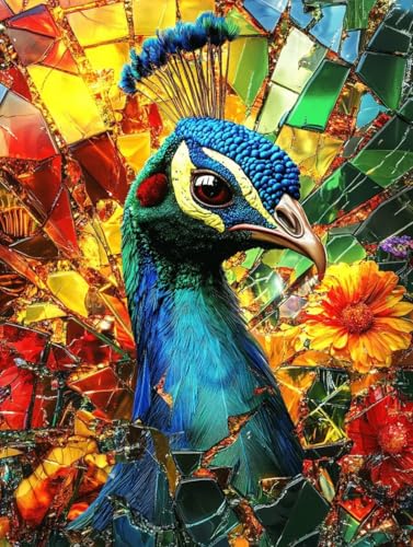 Malen Nach Zahlen Erwachsene Pfau, Malen Nach Zahlen Kinder, Paint by Numbers Adults Blume Malen Nach Zahlen Ab 9 Jahre Mädchen, Bastelset Erwachsene, Wanddeko Geschenke für Frauen 70x95cm -Dm41 von LEIRUIMO