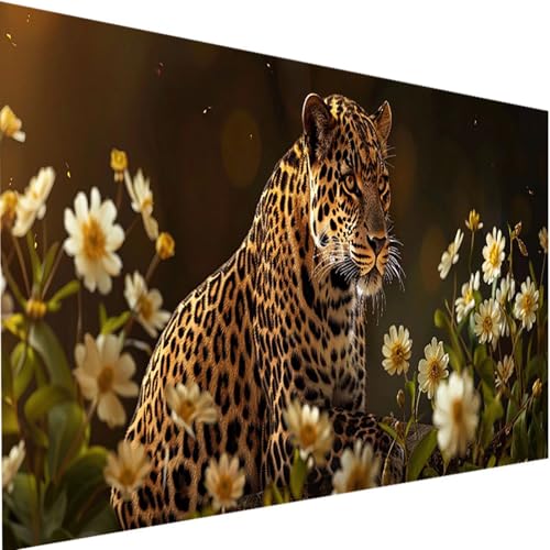 Malen Nach Zahlen Erwachsene Tier, Malen Nach Zahlen Bastelset Erwachsene, DIY Malen Nach Zahlen Kinder Leopard mit Acrylfarben Handgemalt Ölgemälde Set für Haus Wand Deko, mit Rahmen 80x160cm 5-8 von LEIRUIMO