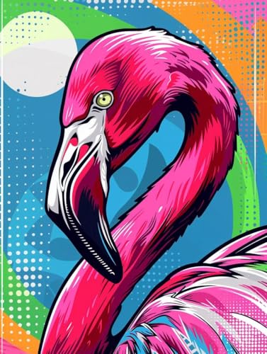 Malen Nach Zahlen Erwachsene Tier, Malen Nach Zahlen Kinder, Paint by Numbers Adults Flamingo Malen Nach Zahlen Ab 9 Jahre Mädchen, Bastelset Erwachsene, Wanddeko Geschenke für Frauen 70x95cm -4m34 von LEIRUIMO