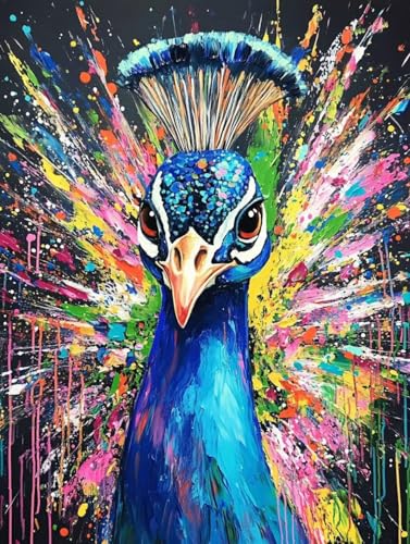 Malen Nach Zahlen Erwachsene Tier, Malen Nach Zahlen Kinder, Paint by Numbers Adults Pfau Malen Nach Zahlen Ab 9 Jahre Mädchen, Bastelset Erwachsene, Wanddeko Geschenke für Frauen 70x95cm -9m39 von LEIRUIMO