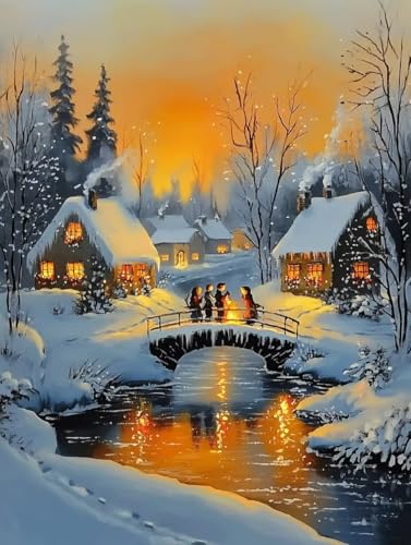 Malen Nach Zahlen Erwachsene Winter Malen Nach Zahlen, Paint by Numbers Adults Kleine Stadt Malen Nach Zahlen Ab 9 Jahre Mädchen, Bastelset Erwachsene, Wanddeko Geschenke für Frauen 70x95cm -7m41 von LEIRUIMO