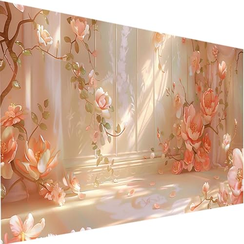 Malen Nach Zahlen Erwachsene mit Rahmen Blume, Malen Nach Zahlen Rose DIY Handgemalt Ölgemälde Leinwand Kit für Anfänger, Acrylfarbe Malen Nach Zahlen Kinder 40x80cm für Geschenke Home Wand Dekor u-Y von LEIRUIMO