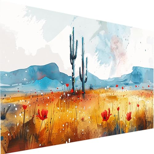 Malen Nach Zahlen Erwachsene mit Rahmen Kaktus, Malen Nach Zahlen Blume DIY Handgemalt Ölgemälde Leinwand Kit für Anfänger, Acrylfarbe Malen Nach Zahlen Kinder 40x80cm für Geschenke Home Dekor t-3 von LEIRUIMO