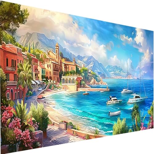 Malen Nach Zahlen Erwachsene mit Rahmen Landschaft, DIY Handgemalt Ölgemälde Set für Anfänger und Erwachsene, Paint by Numbers Blume mit Pinseln und Acrylfarbe, Heimdekoration Geschenk 100x200cm 9-R von LEIRUIMO