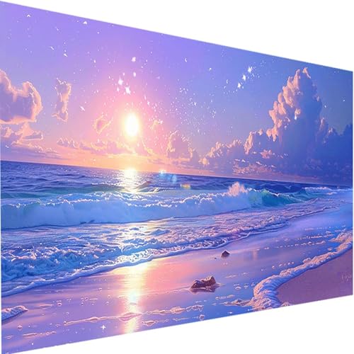 Malen Nach Zahlen Erwachsene mit Rahmen Meer, Malen Nach Zahlen Strand DIY Handgemalt Ölgemälde Leinwand Kit für Anfänger, Acrylfarbe Malen Nach Zahlen Kinder 40x80cm für Geschenke Home Wand Dekor 7-N von LEIRUIMO