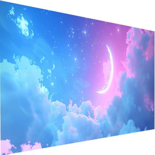 Malen Nach Zahlen Erwachsene mit Rahmen Mond, Malen Nach Zahlen Wolken DIY Handgemalt Ölgemälde Leinwand Kit für Anfänger, Acrylfarbe Malen Nach Zahlen Kinder 40x80cm für Geschenke Home Wand Dekor r-9 von LEIRUIMO