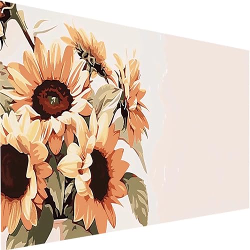 Malen Nach Zahlen Erwachsene mit Rahmen Sonnenblume, Malen Nach Zahlen Blume DIY Handgemalt Ölgemälde Leinwand Kit für Anfänger, Acrylfarbe Malen Nach Zahlen Kinder 40x80cm für Home Wand Dekor v-X von LEIRUIMO