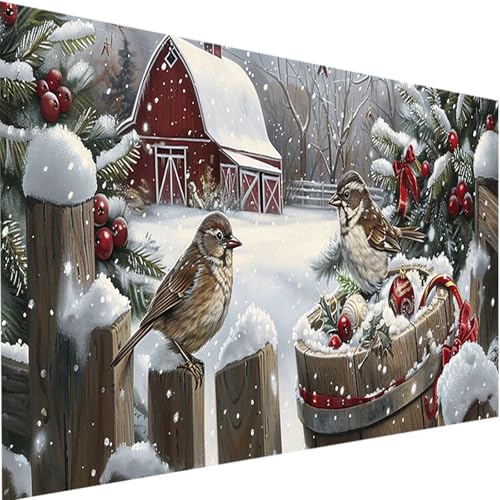 Malen Nach Zahlen Erwachsene mit Rahmen Vogel, Malen Nach Zahlen Winter DIY Handgemalt Ölgemälde Leinwand Kit für Anfänger, Acrylfarbe Malen Nach Zahlen Kinder 60x30cm für Geschenke Home Dekor w-D von LEIRUIMO