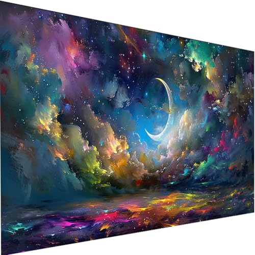 Malen nach Zahlen Erwachsene Landschaft DIY Öl Malen Nach Zahlen Set für Anfänger & Senior, Acrylic Malen-Nach-Zahlen Wolke 70x140cm mit Rahmen Knitterfreie Leinwand, Geschenk and Home Haus Deko 0-2 von LEIRUIMO