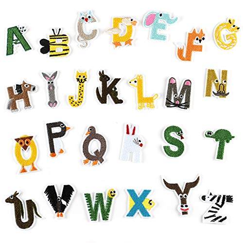 1 Set Buchstaben-Aufnäher, bunte Buchstaben, bestickt, zum Aufbügeln, dekorative Reparaturflicken von LEJIAJU