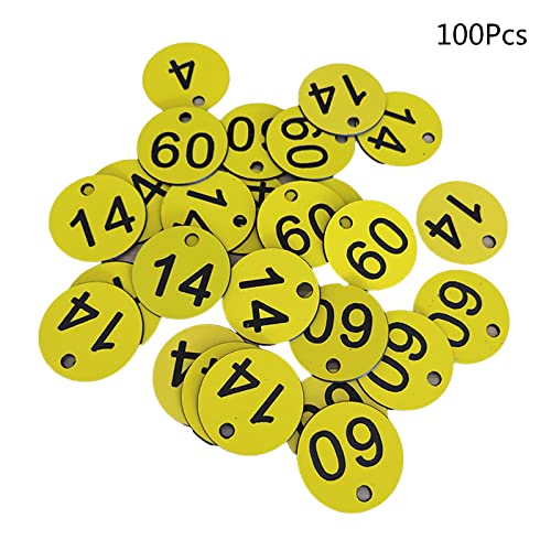 100 Stück gravierte Zahlenschilder mit Zahlen 10–100, kleine runde Zahlenetiketten für Kleidung, Live-Verkaufs-Lager von LEJIAJU