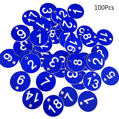 100 Stück gravierte Zahlenschilder mit Zahlen 10–100, kleine runde Zahlenetiketten für Kleidung, Live-Verkaufs-Lager von LEJIAJU