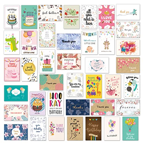 40 Stück Geburtstagskarten Grußkarten Postkarten Einladung mit Umschlag von LEJIAJU