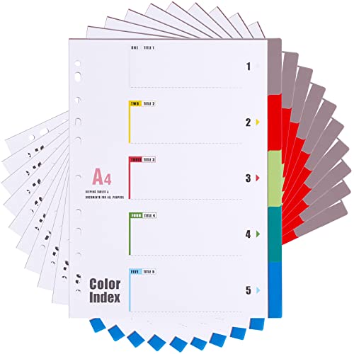 5-teiliges Register/Trennblätter DIN A4, aus PP, Mehrfarbig Trennlaschen, 10 Stück von LELADY JEWELRY