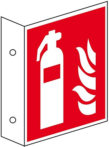 LEMAX® Brandschutz-Fahnenschild Feuerlöscher, ASR/ISO, Kunststoff, 150x150mm von LEMAX